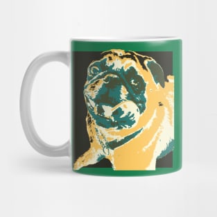 Yellow and Green Pop Art Smiling Pug Mug